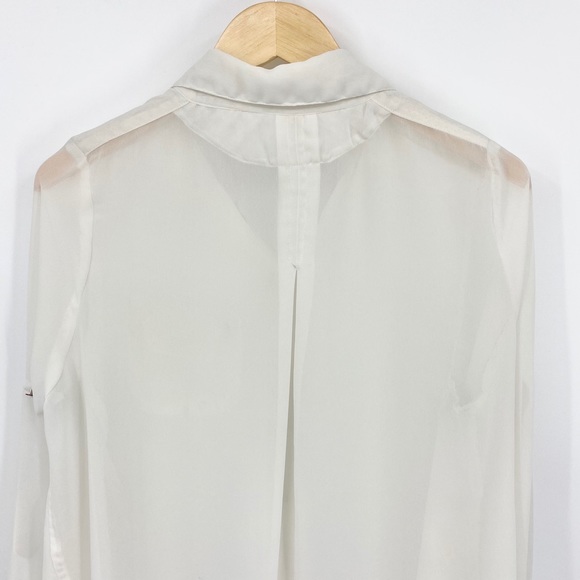 Truth NYC Sheer Asymmetrical Hem Sheer Cream Top M - Picture 7 of 11